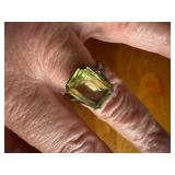 Vintage Emerald Cut Green Stone Ring Set in Sterling Silver