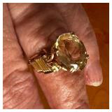 14k Gold Ring with Large Oval Gemstone