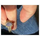 10k Gold Ring with Purple Stone and Likely Diamond Accents