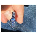 Sterling Silver Ring with Sapphires - Size 9