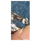 Exquisite Large Oval-Cut Gemstone Ring with Intricate Silver Filigree Setting