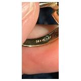 14k Gold Ring with Marquise-Cut Diamond and Accent Stones (Likely Diamonds)