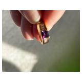 Gold Filled or Gold Plated Ring with Amethyst and Clear Stones