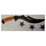 (1) Knife, (3) Throwing Stars & (1) Carrying Case (View Photos)