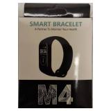 NEW (1) M4 Smart Bracelet - HD Color Screen / Message View / 45 Day Battery Life & (1) Silicone Storage Collapsible Water Bottle - Blue Bottle with Black Lid (View Photos for more Details)
