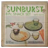 Vintage Sunburst 8 PC. Snack Set - Olive *View Photos
