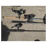 Group of approx 10 rods & reels. As shown.