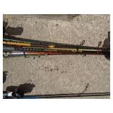 Group of approx 10 rods & reels. As shown.