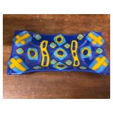 Hand blown glass fused tray