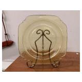 Vintage glassware lot, federal amber glass and tray