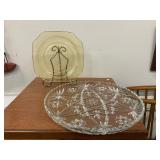 Vintage glassware lot, federal amber glass and tray