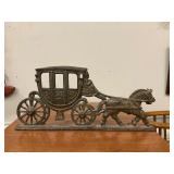Vintage Cast Iron Spanora Horse and Carriage