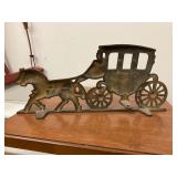 Vintage Cast Iron Spanora Horse and Carriage