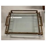 Glass serving tray with handles
