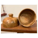 Wooden turned covered bowl