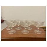 6 vintage Jeanette Glass Iris & Herringbone 4" Sherbet Desert Cups