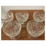 6 vintage Jeanette Glass Iris & Herringbone 4" Sherbet Desert Cups
