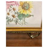 Framed floral signed tile art