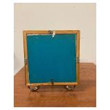 Framed floral signed tile art