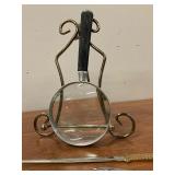 Vintage lot of scissors, letter opener and magnifying glass