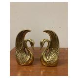 Gorgeous Brass Swan bookends