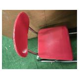 Lot of a metal and wood fixed table and chair