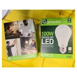 Lot of 8 LED Greenlite 100W Equivalent Light Bulbs (4 packs in each of the two boxes): New