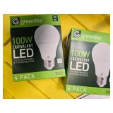 Lot of 8 LED Greenlite 100W Equivalent Light Bulbs (4 packs in each of the two boxes): New