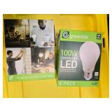Lot of 8 LED Greenlite 100W Equivalent Light Bulbs (4 packs in each of the two boxes): New
