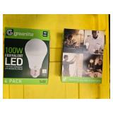 Lot of 8 LED Greenlite 100W Equivalent Light Bulbs (4 packs in each of the two boxes): New