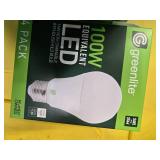 Lot of 8 LED Greenlite 100W Equivalent Light Bulbs (4 packs in each of the two boxes): New