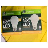 Lot of 8 LED Greenlite 60W Equivalent Light Bulbs (4 packs in each of the two boxes): New