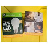 Lot of 8 LED Greenlite 60W Equivalent Light Bulbs (4 packs in each of the two boxes): New