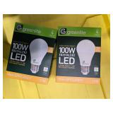 Lot of 8 LED Greenlite 100W Equivalent Light Bulbs (4 packs in each of the two boxes): New