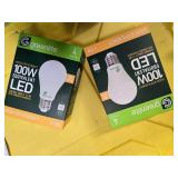 Lot of 8 LED Greenlite 100W Equivalent Light Bulbs (4 packs in each of the two boxes): New