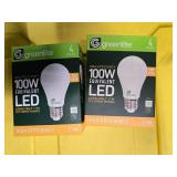 Lot of 8 LED Greenlite 100W Equivalent Light Bulbs (4 packs in each of the two boxes): New