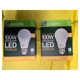 Lot of 8 LED Greenlite 100W Equivalent Light Bulbs (4 packs in each of the two boxes): New