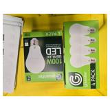 Lot of 8 LED Greenlite 100W Equivalent Light Bulbs (4 packs in each of the two boxes): New