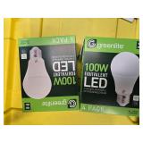 Lot of 8 LED Greenlite 100W Equivalent Light Bulbs (4 packs in each of the two boxes): New
