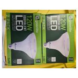 Lot of 4 LED Greenlite 120W Equivalent Light Bulbs (2 packs in each of the two boxes): New