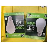 Lot of 8 LED Greenlite 100W Equivalent Light Bulbs (4 packs in each of the two boxes): New