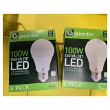 Lot of 8 LED Greenlite 100W Equivalent Light Bulbs (4 packs in each of the two boxes): New