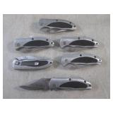 (EC1) 6 Folding Knives with Belt Cl...
