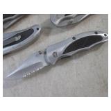(EC1) 6 Folding Knives with Belt Cl...