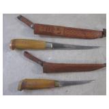 (H-1) 2 Vintage Wood Handle Fishing...