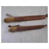 (H-1) 2 Vintage Wood Handle Fishing...