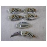 (EC1) 6 Folding Knives with Belt Cl...