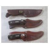 (BSB) 3 Fixed Blade Knives with Lea...