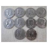 (CNTR) 10 Assorted Kennedy Half Dol...