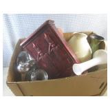 (F-2) Box Full of Assorted Glass, C...